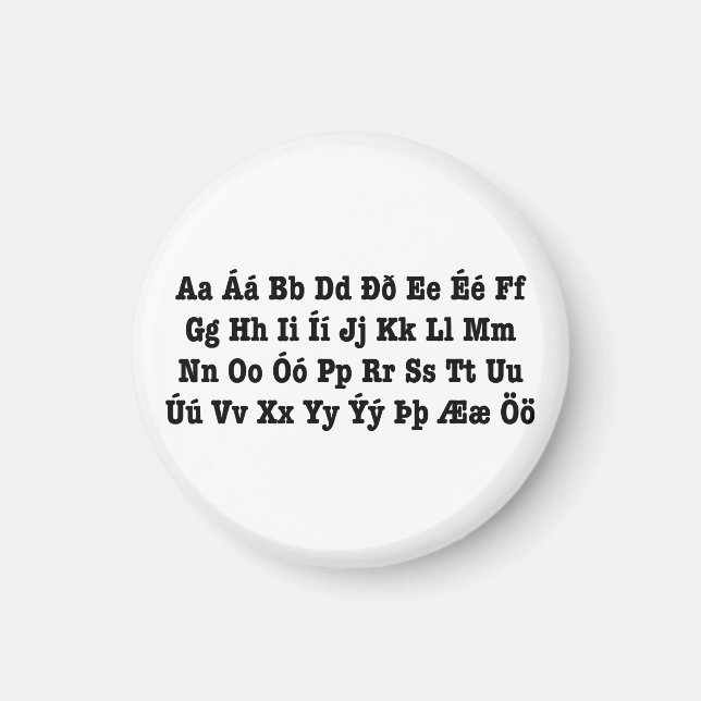 Aimant Alphabet islandais [Íslenska Stafrófið] (Devant)