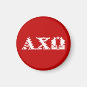 Aimant Alphi Chi Omega White and Red Letters