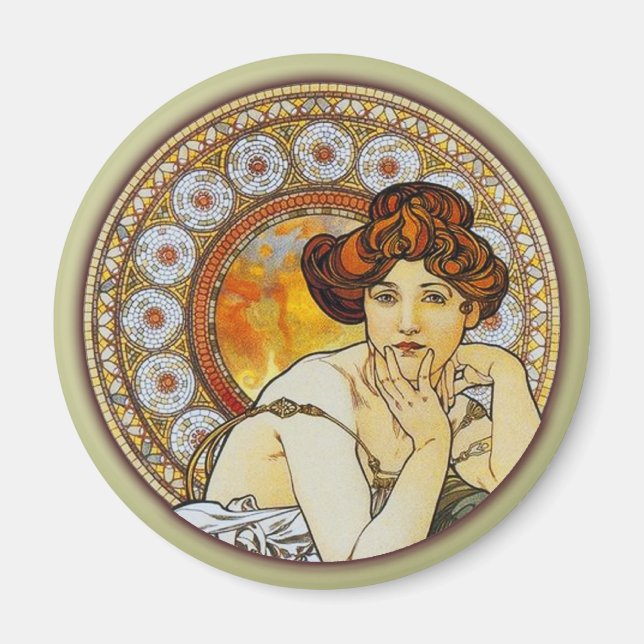Aimant Alphonse Mucha - Topaz (Devant)