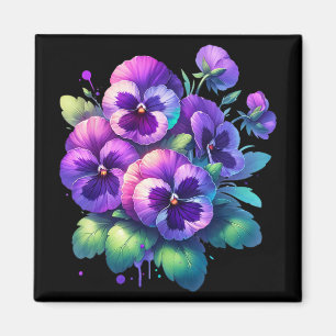 Aimant Alzheimer Purple Pansy Floral Démence Alzheimer &#