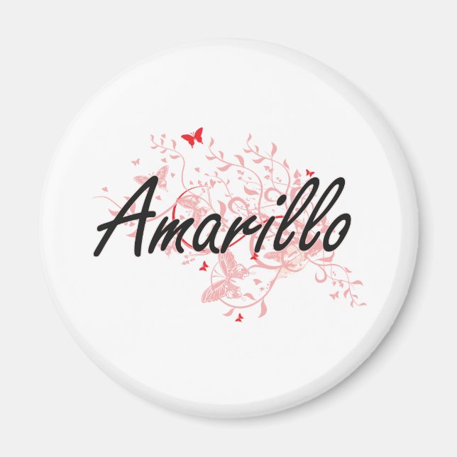 Aimant Amarillo Texas City Design artistique avec papillo (Devant)