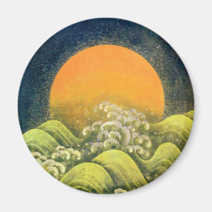 Aimant AMATERASU, DÉESSE du SOLEIL, noir de vert jaune