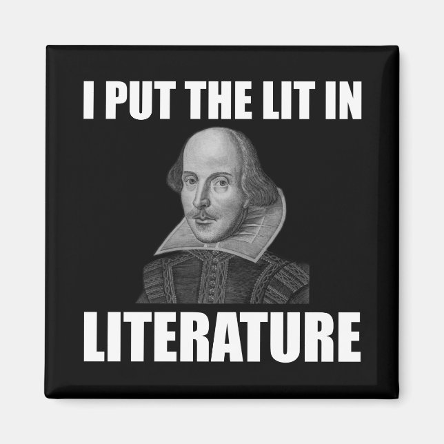 Aimant Amateur de littérature Shakespeare amusant (Devant)