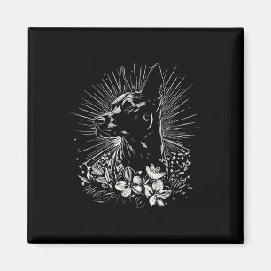 Aimant Amateur de style tatouage belge Malinois Retro Chi
