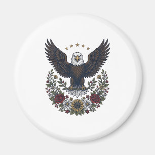 Aimant Amateur de vin rouge et bleu patriotique