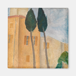 Aimant Amedeo Modigliani - Cyprès et maisons à Cagnes