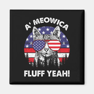Aimant A'meowica Fluff Ouais Patriotique Américain 4 Juil