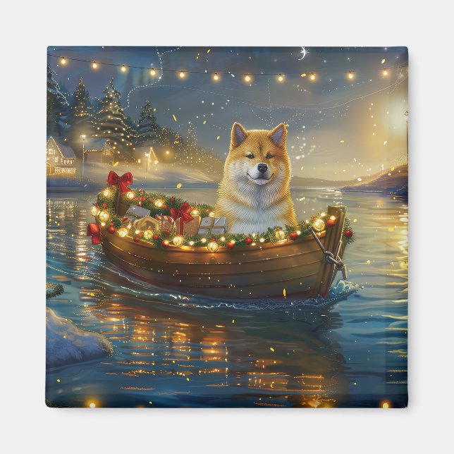 Aimant American Akita Christmas Festive Voyage (Devant)