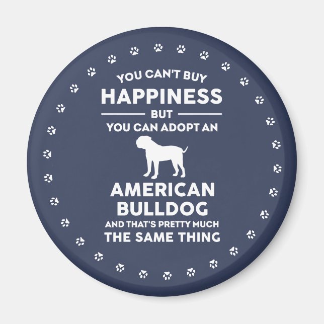 Aimant American Bulldog adoption bonheur (Devant)