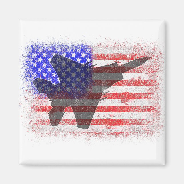 Aimant American Flag Avion Patriotique Air Force Pl (Devant)