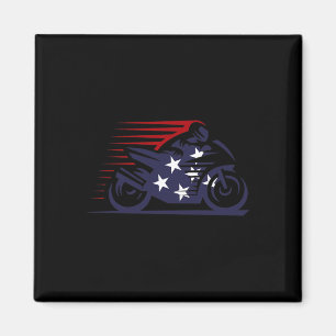 Aimant American Flag Super Bike Moto Gp Fête de l'indépen