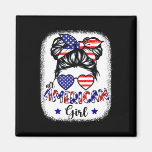 Aimant American Girl 4 juillet Chemise Femmes Messy Bun U