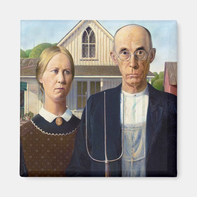 Aimant American gothique classique peinture Grant Wood (Devant)