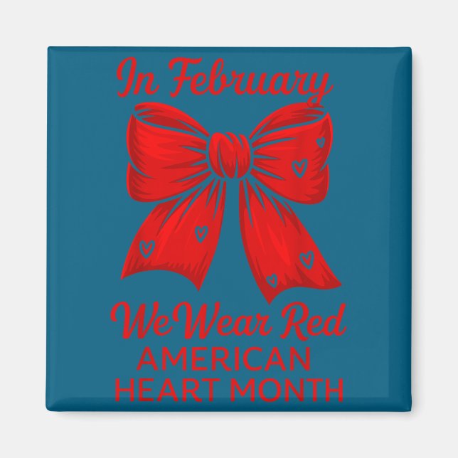 Aimant American Heart Disease Awareness Month Ribbon Red  (Devant)