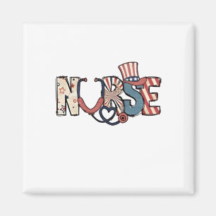 Aimant American Nurse 4 juillet Patriotic USA Flag Nurs