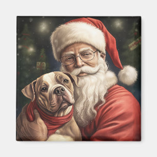 Aimant American Staffordshire avec Noël au Père Noël