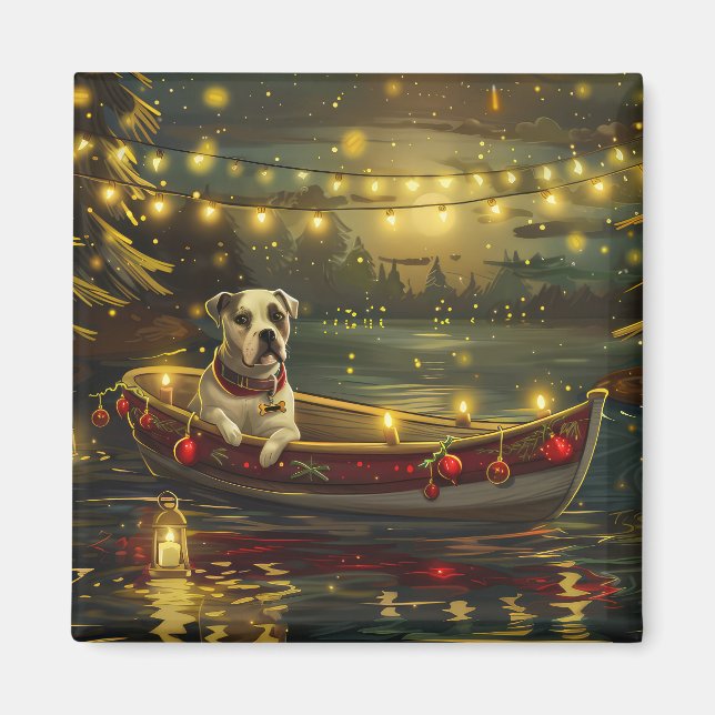 Aimant American Staffordshire Noël Festival Voyage (Devant)