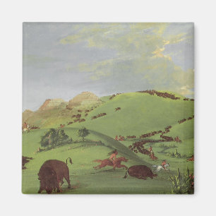 Aimant Amérindiens d'époque, Buffalo Chase par Catlin