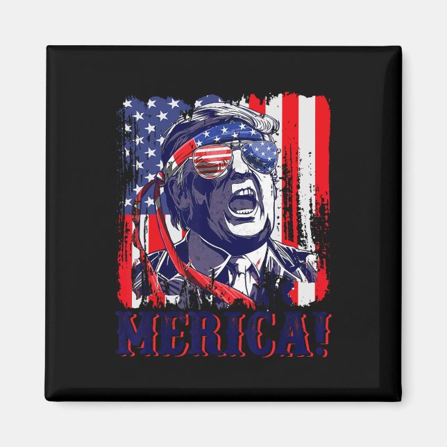 Aimant Amérique 4 juillet Drapeau américain Murica Amériq (Devant)