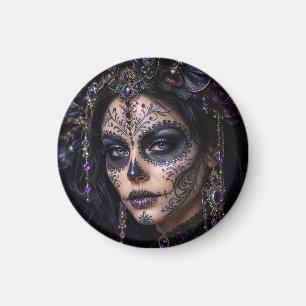 Aimant Améthyste Orchidée Calavera – Crâne de Sucre Gothi