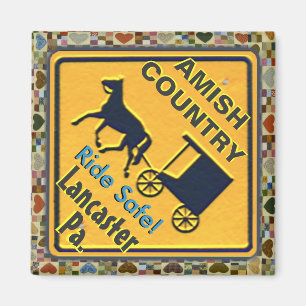 Aimant Amish Horse & Buggy Ride Safe, Magnet!