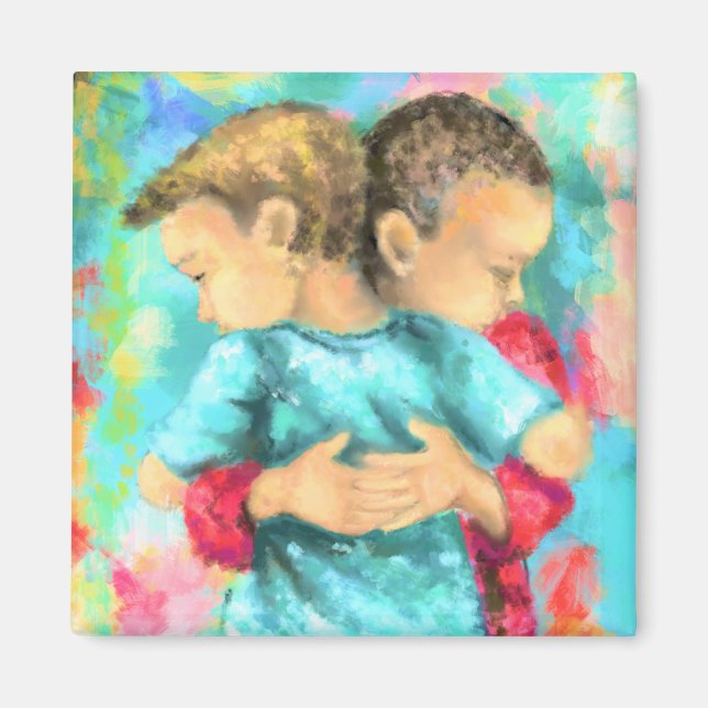 Aimant Amitié - Embrassage des enfants - Amour de la paix (Devant)