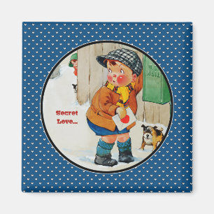 Aimant Amour. Art vintage Saint Valentin Cadeau