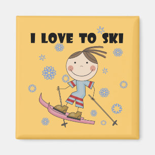 Aimant Amour au ski - T-shirts et cadeaux de fille