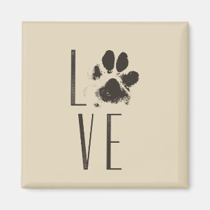 Aimant Amour avec animal Empreinte de patte Brown Grunge 