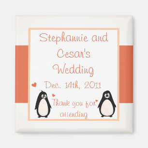 Aimant Amour/Coeurs de pingouin de 2 po x 2 po