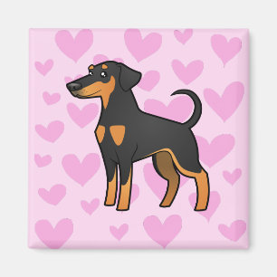 Aimant Amour de Pinscher de dobermann (oreilles souples)