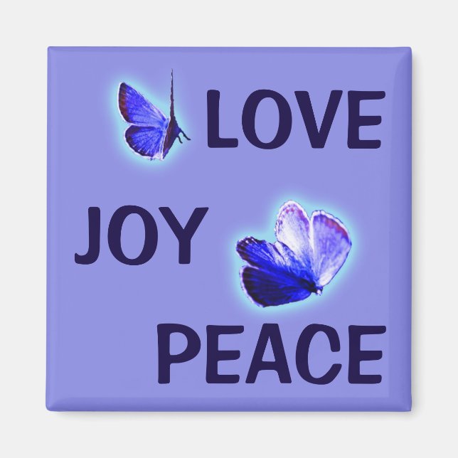 Aimant Amour Joie Paix Papillons pourpres (Devant)