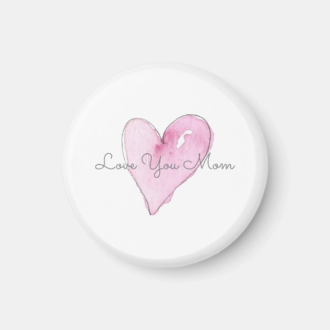 Aimant Amour Maman Coeur doux Rose Aquarelle Art (Devant)