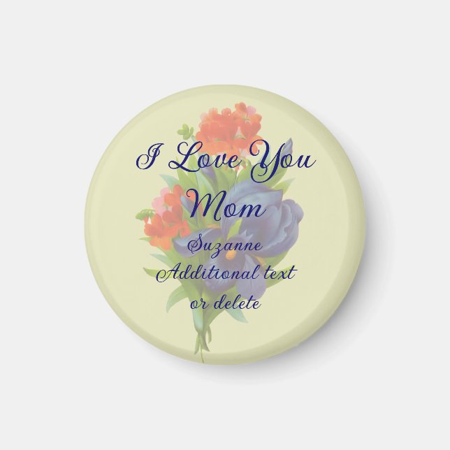 Aimant Amour Maman Fleur Iris Personnalisé (Devant)