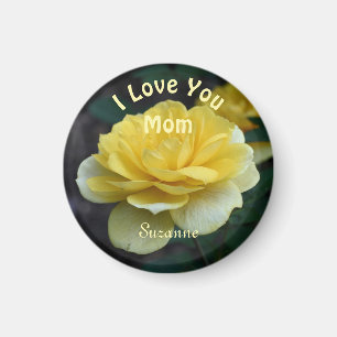 Aimant Amour Maman Fleur Rose Jaune Personnalisée