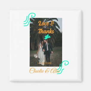 Aimant Amour & merci mariage couple photo moderne ajouter