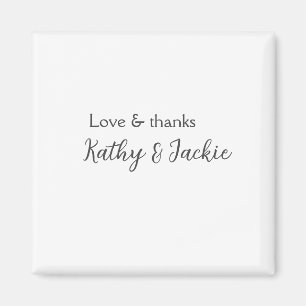 Aimant Amour & merci nom du couple mariage simple minimal