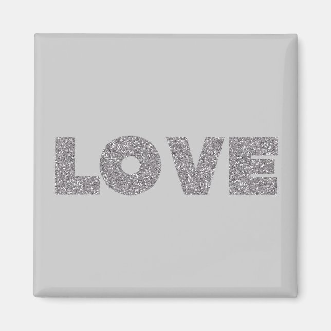 Aimant Amour Parties scintillant argent (Devant)