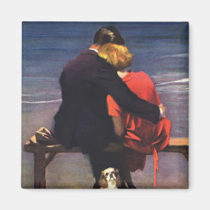 Aimant Amour romantique vintage, Romance sur la plage