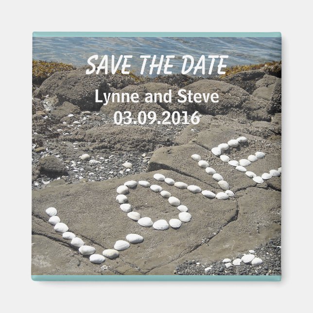 Aimant Amour sur la plage Sauvez la date (Devant)