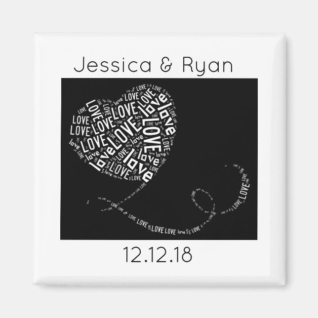 Aimant Amour Word Art Personnalisé (Devant)