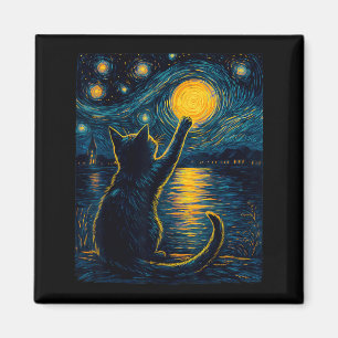 Aimant Amoureux de chats noirs Nuit étoilée Vincent Van G