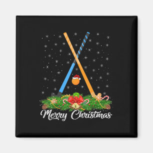 Aimant Amoureux de hockey sur gazon Chapeau de Père Noël 