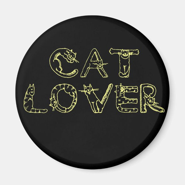 Aimant Amoureux des chats dans la police Cat (Devant)
