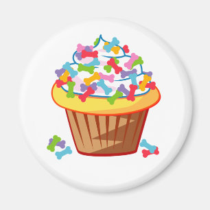 Aimant Amoureux des chiens - Cupcake avec des os de chien