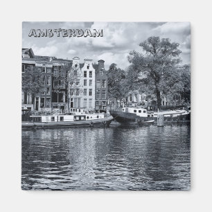 Aimant Amsterdam - Houseboats, Hollande (Fridge Magnet)