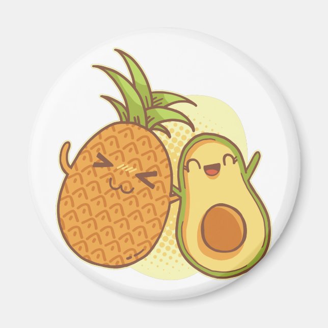 Aimant Amusant Avocado Ananas Best Friends BFF Kawaii (Devant)