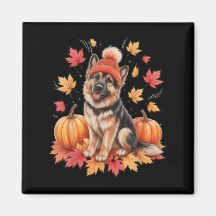 Aimant Amusant Berger Allemand Chute F Automne Feuilles C