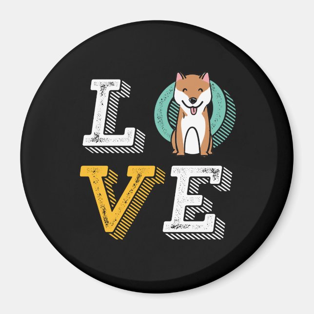 Aimant Amusant J'Aime Shiba Inu J'Aime Mon Chien Puppy Lo (Devant)