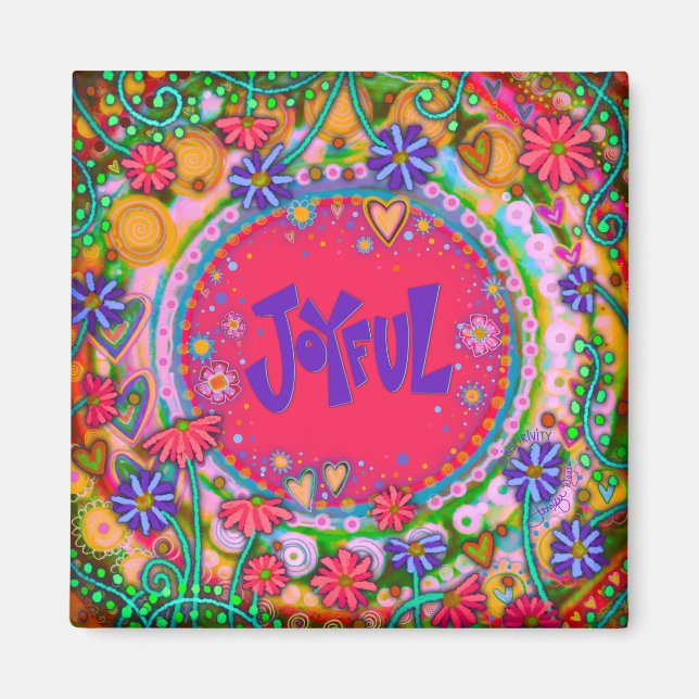 Aimant Amusant Joyful rose Joli Floral Moderne Inspirivé (Devant)